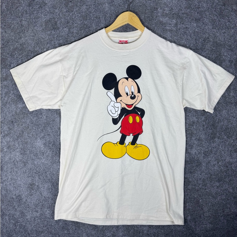 Vintage Mickey Mouse Shirt Adult Large White Mickey Inc Short Sleeve 90s USA